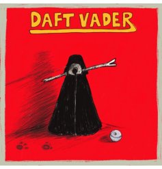 A colourful and humorous greeting card with Star Wars inspired "Daft Vader" message and dog illustration. 