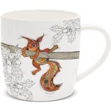 A fine china mug with artist Bug Art's colourful Sammy Squirrel. 