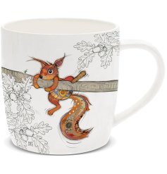 A fine china mug with artist Bug Art's colourful Sammy Squirrel. 