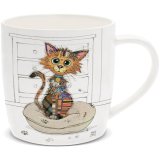 A fine china mug with artist Bug Art's colourful Kimba Kitten. 