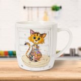 A fine china mug with artist Bug Art's colourful Kimba Kitten. 