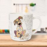 A fine china mug with artist Bug Art's colourful Murphy Mutt. 