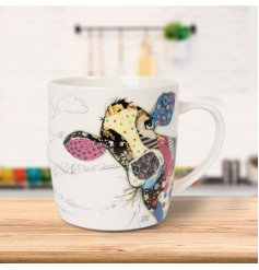 A fine china mug with artist Bug Art's colourful Connie Cow. 