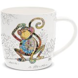 A fine china mug with artist Bug Art's colourful Monty Monkey. 