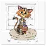 A ceramic coaster with Kimba Kitten by Bug Art decal.