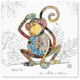 A ceramic coaster with Monty Monkey by Bug Art decal.