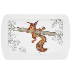 A charming tray illustrated with Bug Art's Sammy Squirrel.