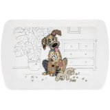A charming tray illustrated with Bug Art's Murphy Mutt.