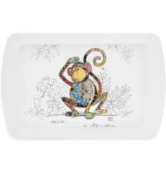 A charming tray illustrated with Bug Art's Monty Monkey.