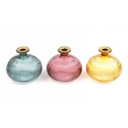 Colour Ribbed Candle Holder Mix