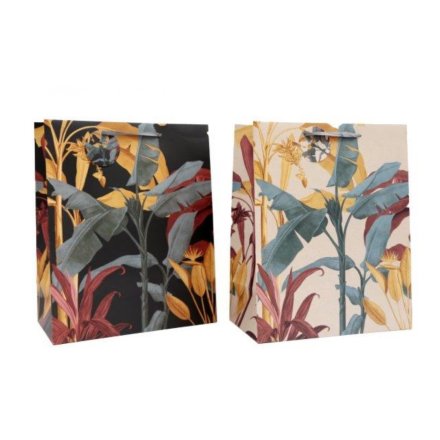 33cm Tropical Palm Gift Bag, 2 Assorted