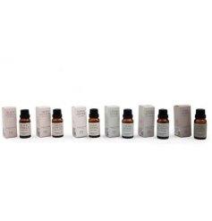 Six assorted essential oils, each individually gift boxed.