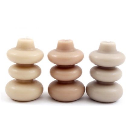 9x14cm Ribbed Candle, 3 Assorted