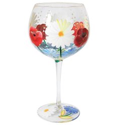 A bold and beautiful wild garden design hand painted glass. A unique gift item. 