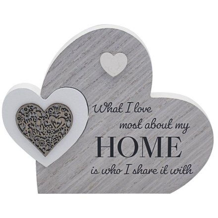 Double Heart "Home" Plaque