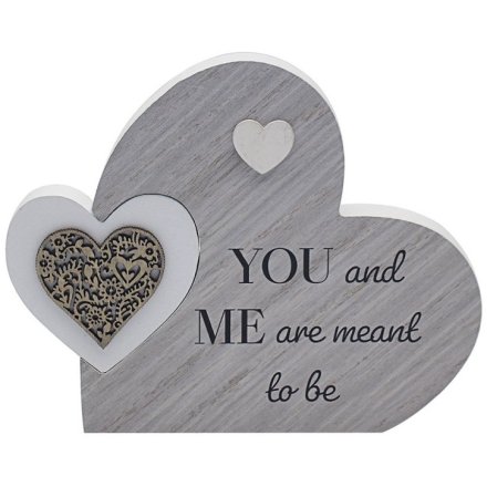 Double Heart "You and Me" Plaque, 19cm