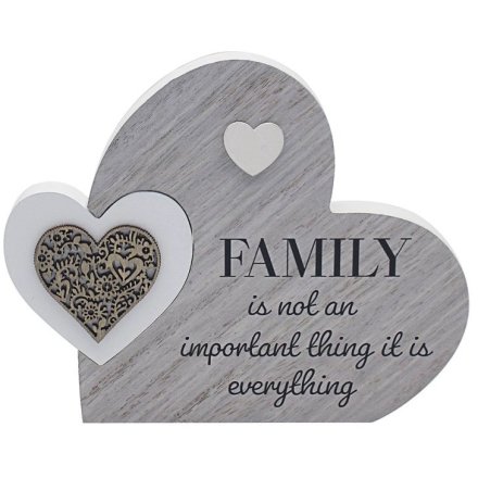 Double Heart "Family" Plaque, 19cm