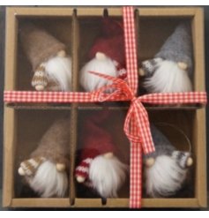 6 mini gonks with a faux fur beard in a selection of 3 colours