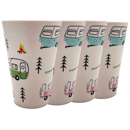 Wildwood Caravan Set Of 4 Recycled Plastic Picnic Cups 450ml