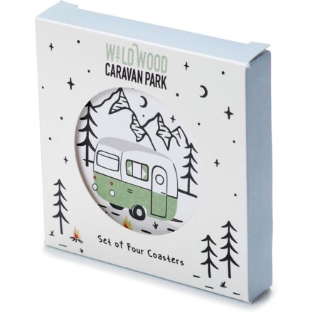 Wildwood Caravan Set Of 4 Cork Coasters, 10cm
