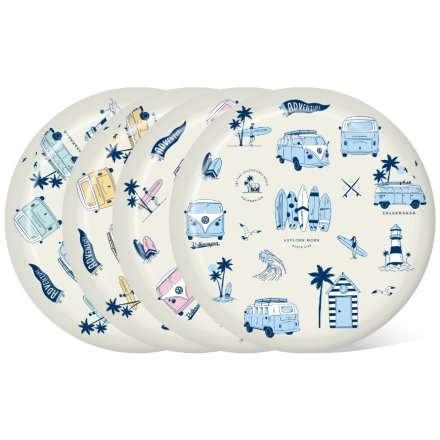Recycled Plastic Picnic Plates, Volkswagen T1 Camper Bus Set Of 4 