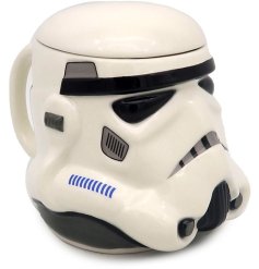 An original Stormtrooper helmet mug in a monochrome design.