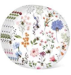 4 recycled plastic picnic plates detailed with a beautiful flower and bee design
