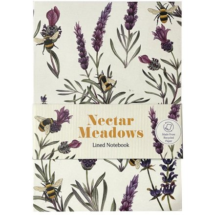 Nectar Meadows Recycled Paper A5 Lined Notebook, 20cm