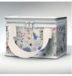 Made from recycled plastic bottles a insulated cool bag with a colourful garden bee design.