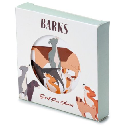 Set Of 4 Cork Coasters - Barks Dog