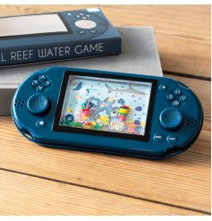 Water game in a console style design, with a reef background, 