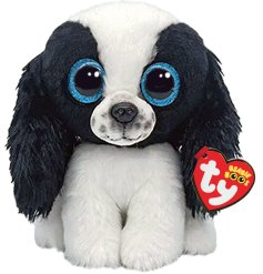 An adorable spaniel inspired beanie boo named Sissy with spotted muzzle and big blue eyes!