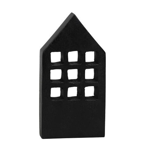 A stylish and contemporary house ornament made from chunky mango wood with a black painted finish. 