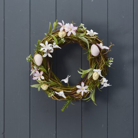 Egg Wreath with Floral Detail, 30cm