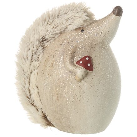 Glitter Hedgehog with Toadstool, 13cm