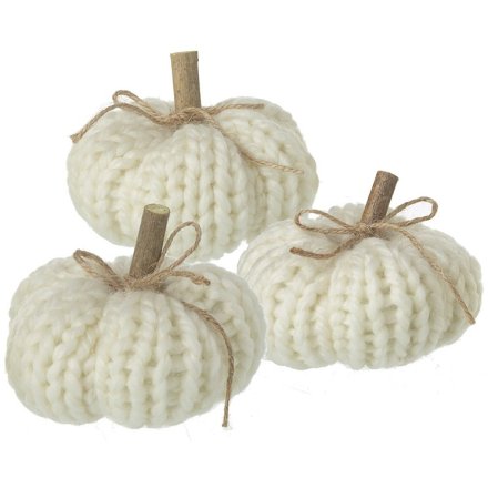 White Wool Knitted Pumpkins
