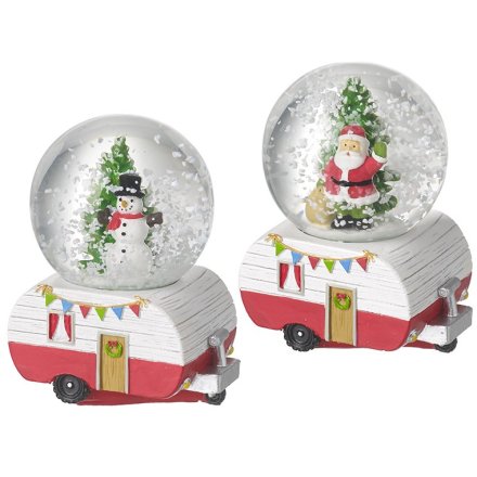 Santa/Snowman Caravan Snow Globe, 2a