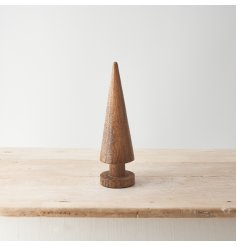 Crafted from natural mango wood this contemporary cone shaped tree will bring rustic charm to any room.