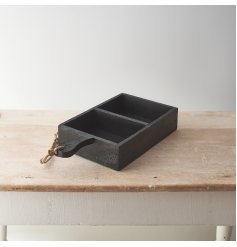 A stylish wooden display tray with 2 compartments. Perfect for storing and displaying plants, ornaments, candles & more.