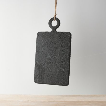 A stylish and contemporary black board with loop handle. Crafted from natural mango wood. 