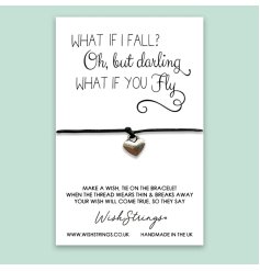 What if I fall? Oh, but darling, what if you fly? A thoughtful strings bracelet with a charming sentiment card. 