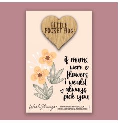 A stunning illustrated card with floral slogan and a beautifully crafted oak keepsake heart