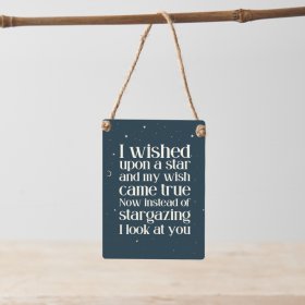 I wished upon a star and my wish came true. Now instead of stargazing I look at you. 