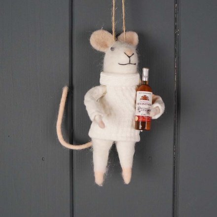 Hanging Felt Mouse, 11cm