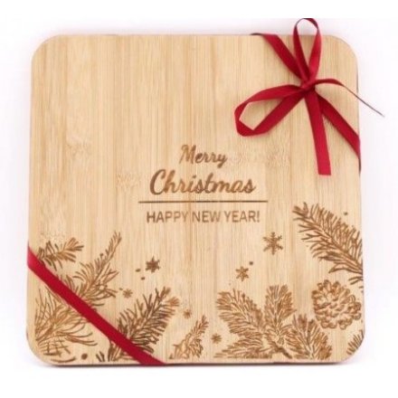 Merry Christmas Bamboo Board, 25cm