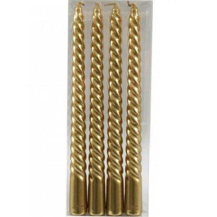 Golden Twist Taper Candles S/4, 25cm