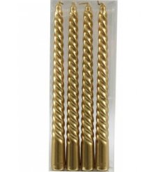 Tall gold candles in a twist desgin