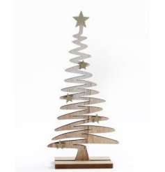 Zigzag effect rustic tree embellished with gold glitter stars.