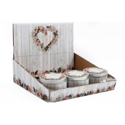 Heart Wreath Tin Candle, 7.5cm