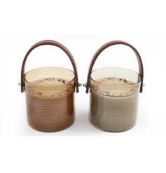 Silk Peony and Lilac Blossom scented candles, each presented beautifully in a smoked glass jar with brown leather handle